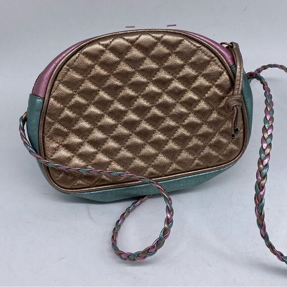 Gucci Women’s Quilted Laminated Calf Skin Multi Color Mini Crossbody Purse - Picture 2 of 6